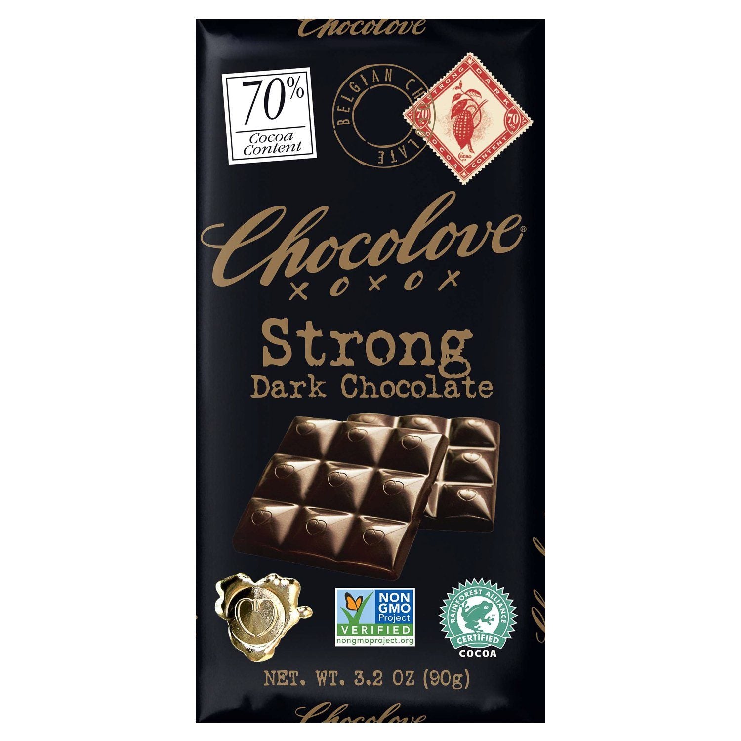 Chocolove Premium Chocolate Bars Meltable Chocolove Strong - Dark 3.2 Ounce 