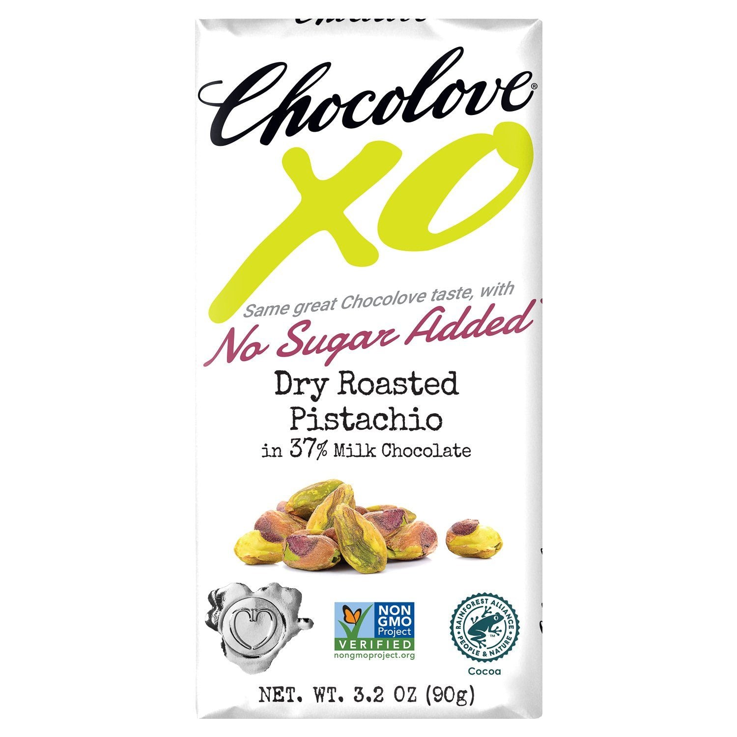 Chocolove XO Premium Chocolate Bars Meltable Chocolove Dry Roasted Pistachio - Milk 3.2 Ounce 