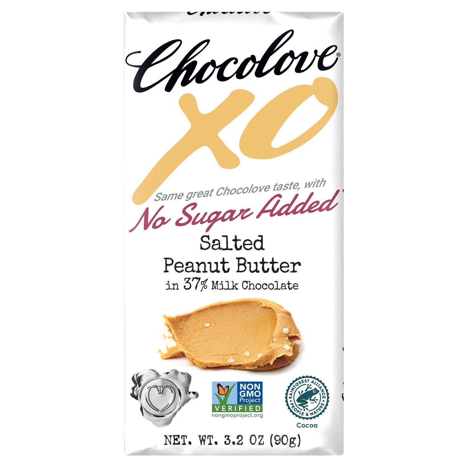 Chocolove XO Premium Chocolate Bars Meltable Chocolove Salted Peanut Butter - Milk 3.2 Ounce 