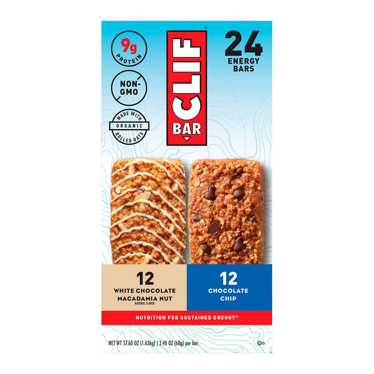 CLIF BAR, Energy Bars, 2.4 Ounce Clif Bar Variety 2.4 Oz-24 Count (White Chocolate Macadamia Nut & Chocolate Chip) 