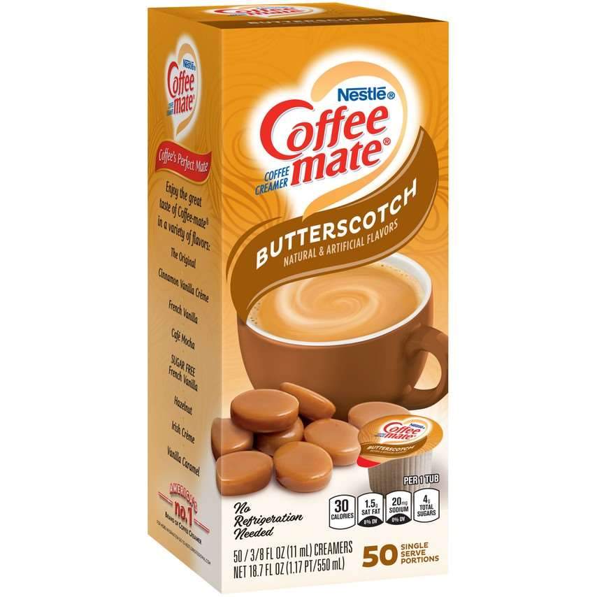Coffee-Mate Single Serve Liquid Creamer Nestle Butterscotch 50 Singles 