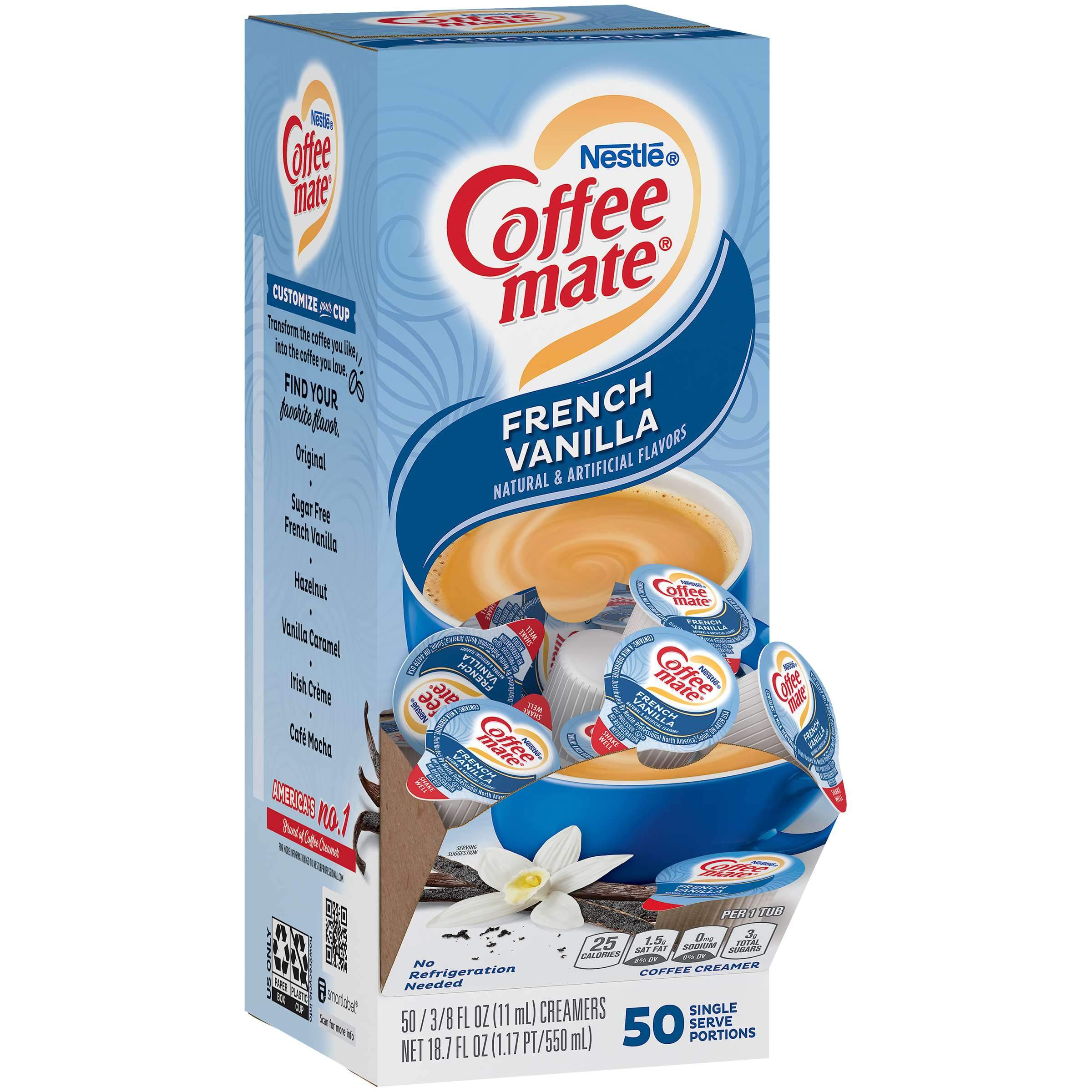 Coffee-Mate Single Serve Liquid Creamer Nestle French Vanilla 50 Singles 