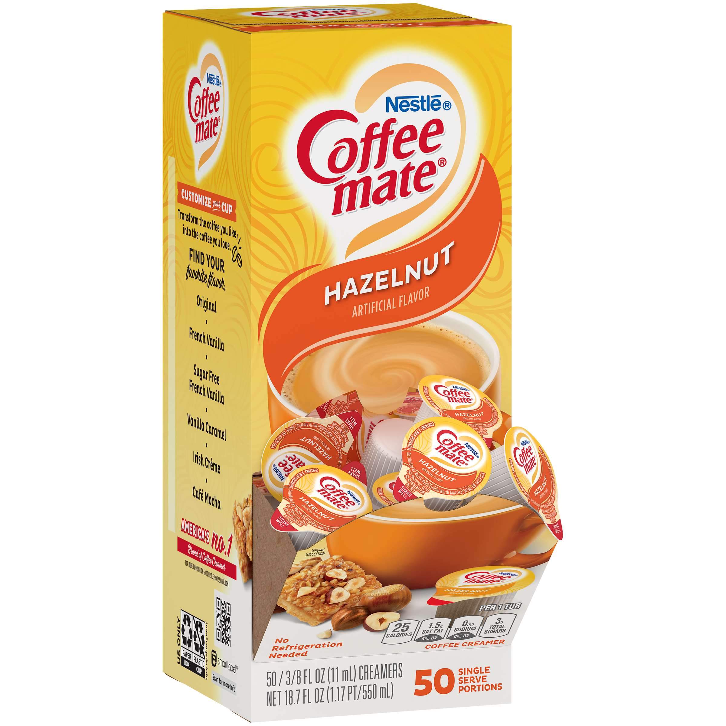 Coffee-Mate Single Serve Liquid Creamer Nestle Hazelnut 50 Singles 