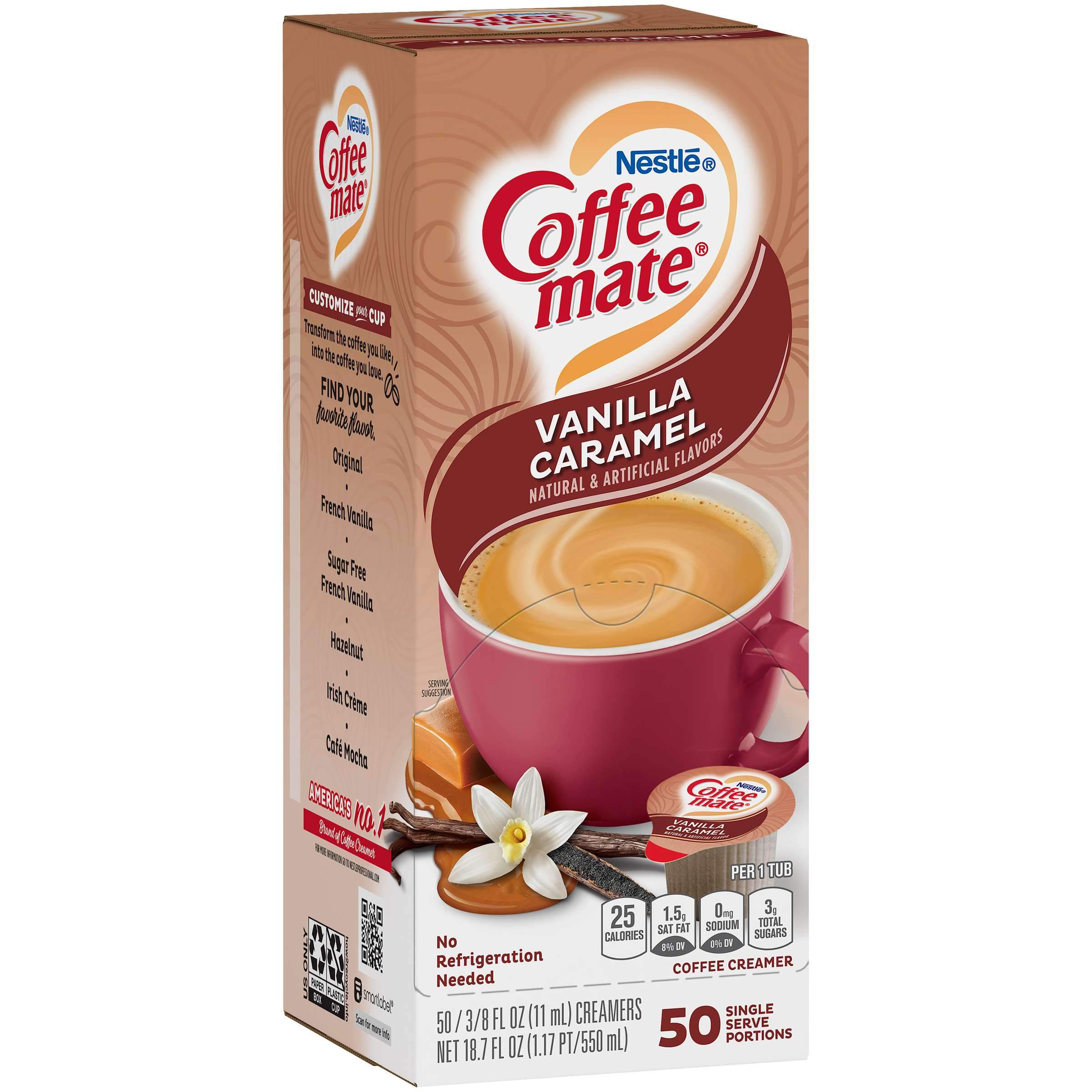 Coffee-Mate Single Serve Liquid Creamer Nestle Vanilla Caramel 50 Singles 