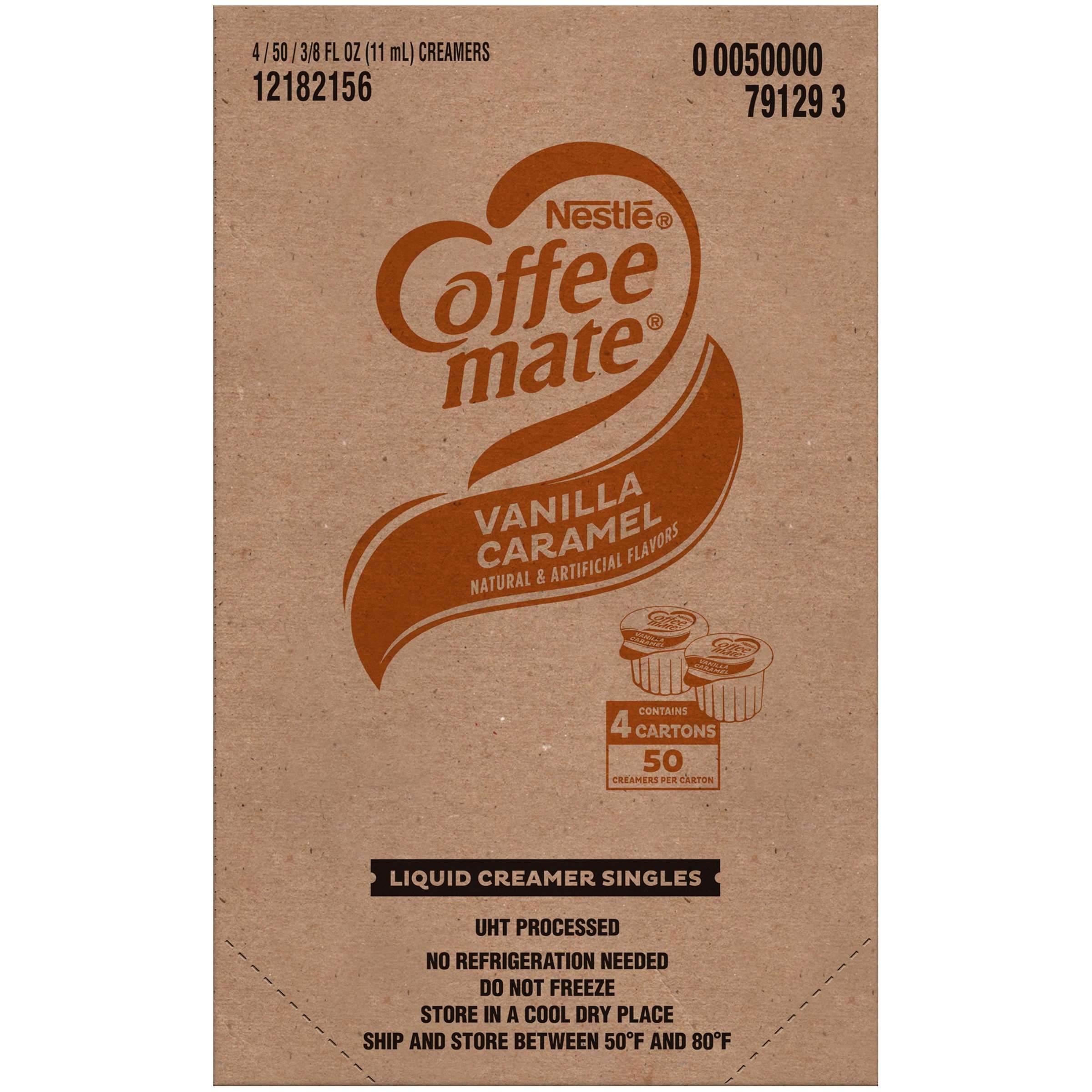 Coffee-Mate Single Serve Liquid Creamer Nestle Vanilla Caramel 50 Singles-4 Count 