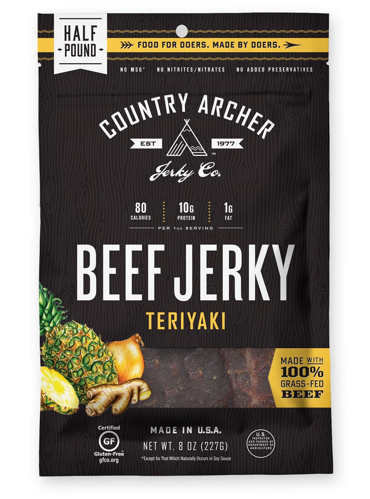 Country Archer Beef Jerky Country Archer Teriyaki 8 Ounce 