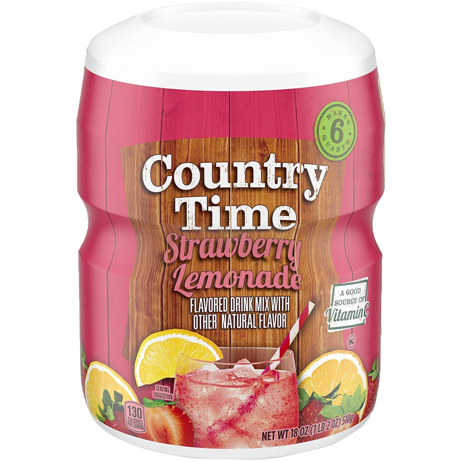 Country Time Lemonade Drink Mix Country Time Strawberry Lemonade 18 Ounce 