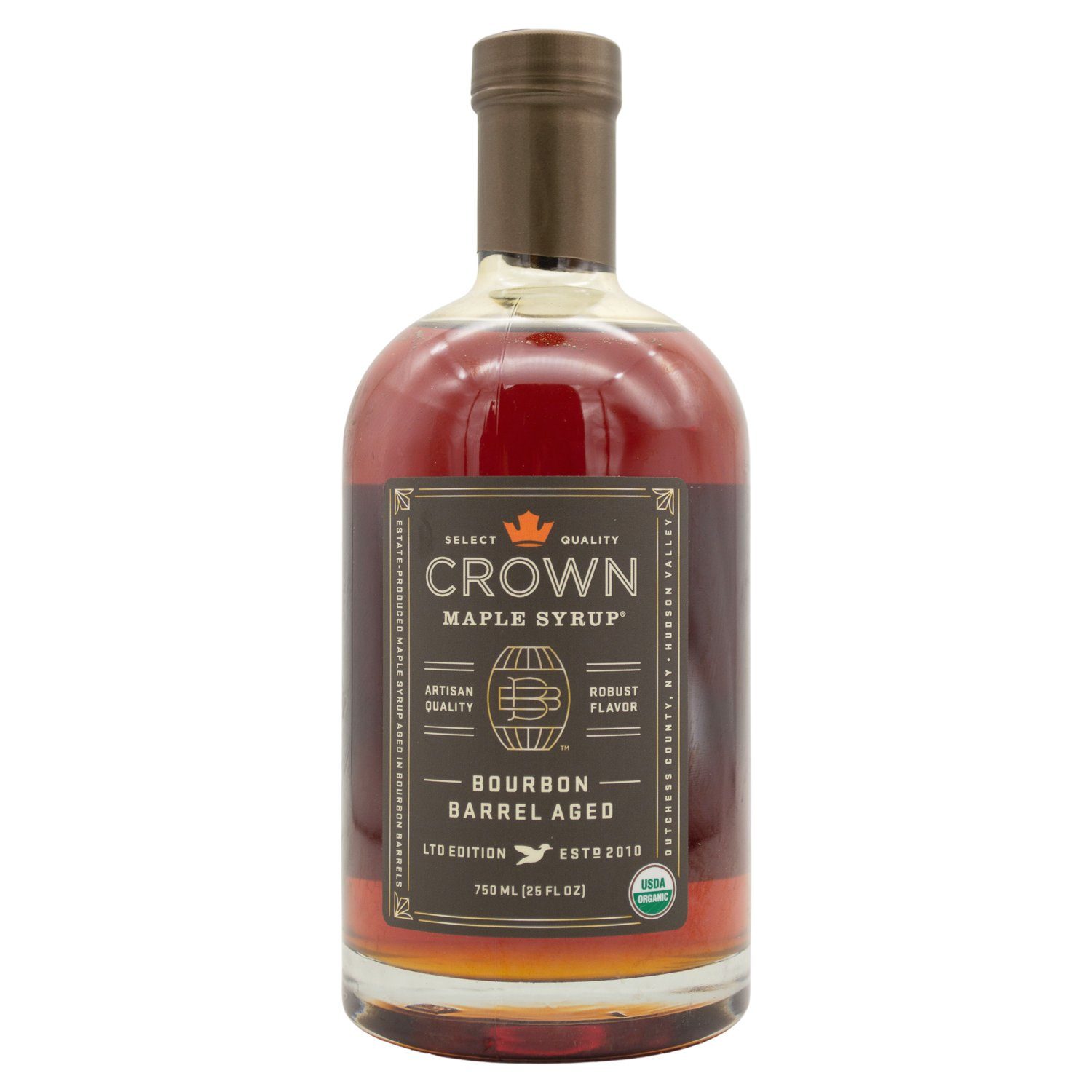 Crown Maple, Organic Maple Syrup Crown Maple Bourbon Barrel Aged 25 Fluid Ounce 