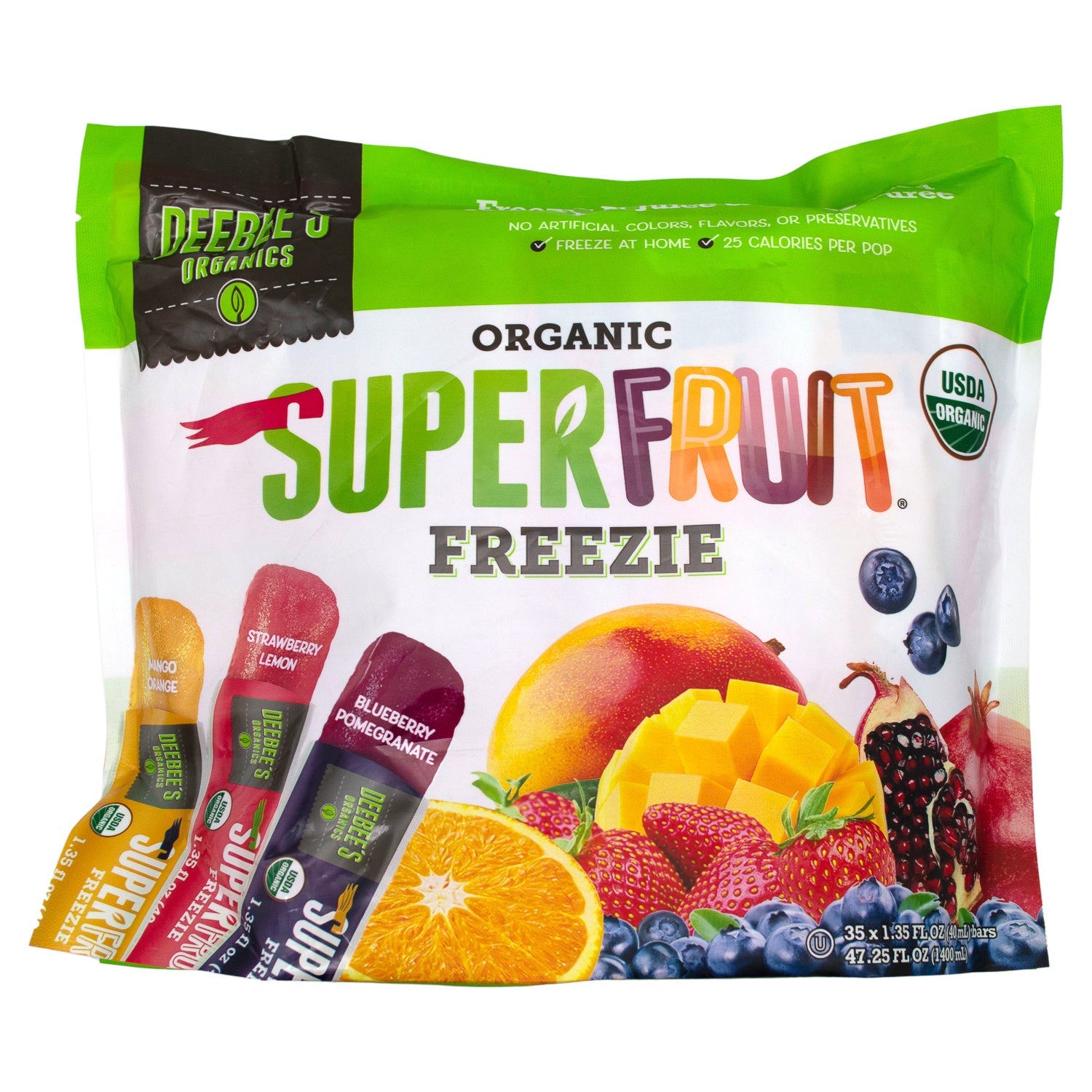 Deebee's Organic Superfruit Freezie Deebee's Organic Variety 1.35 Fl Oz-35 Count 