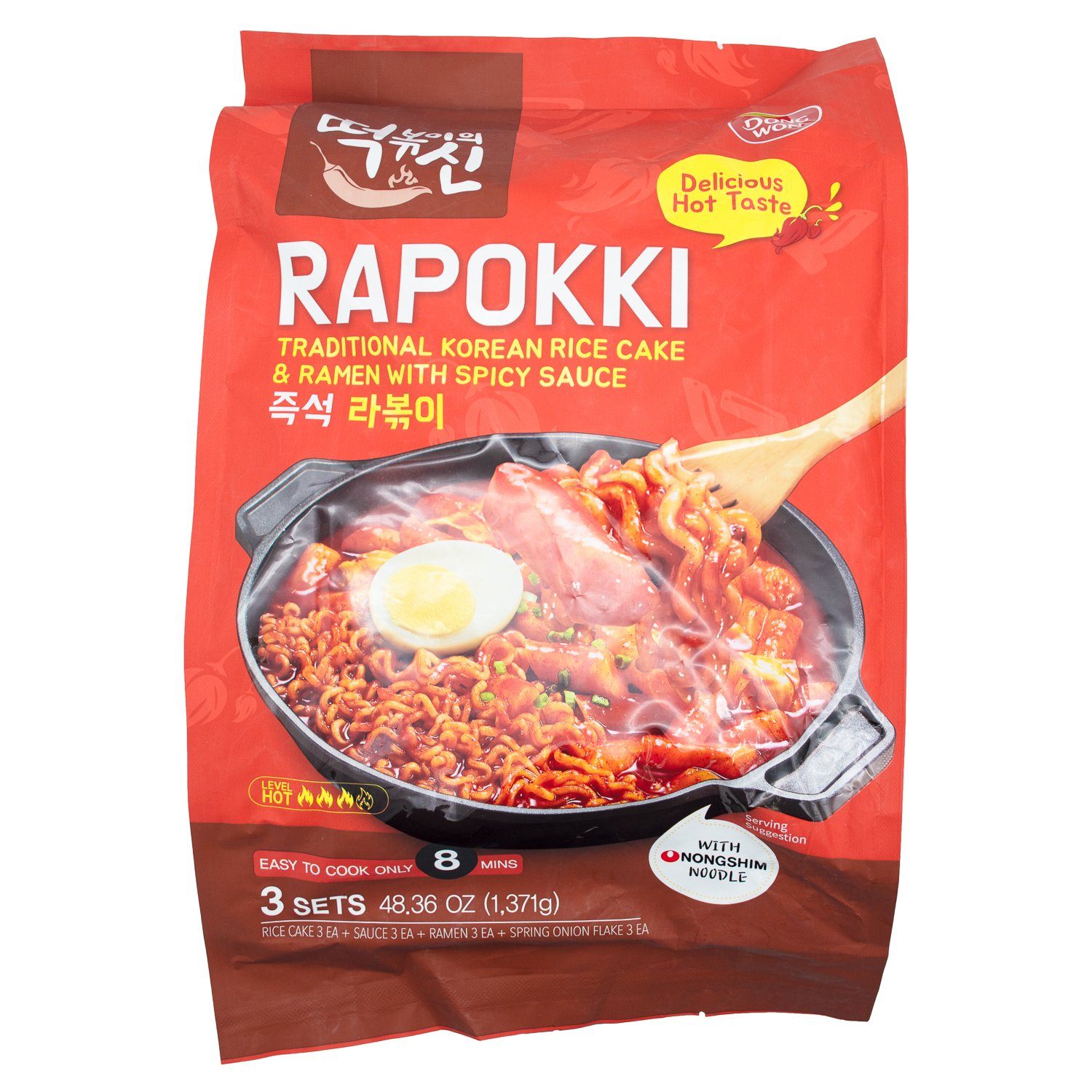 Dongwon Rapokki - Traditional Korean Rice Cake & Ramen with Spicy Sauce Dongwon 48.36 Ounce 