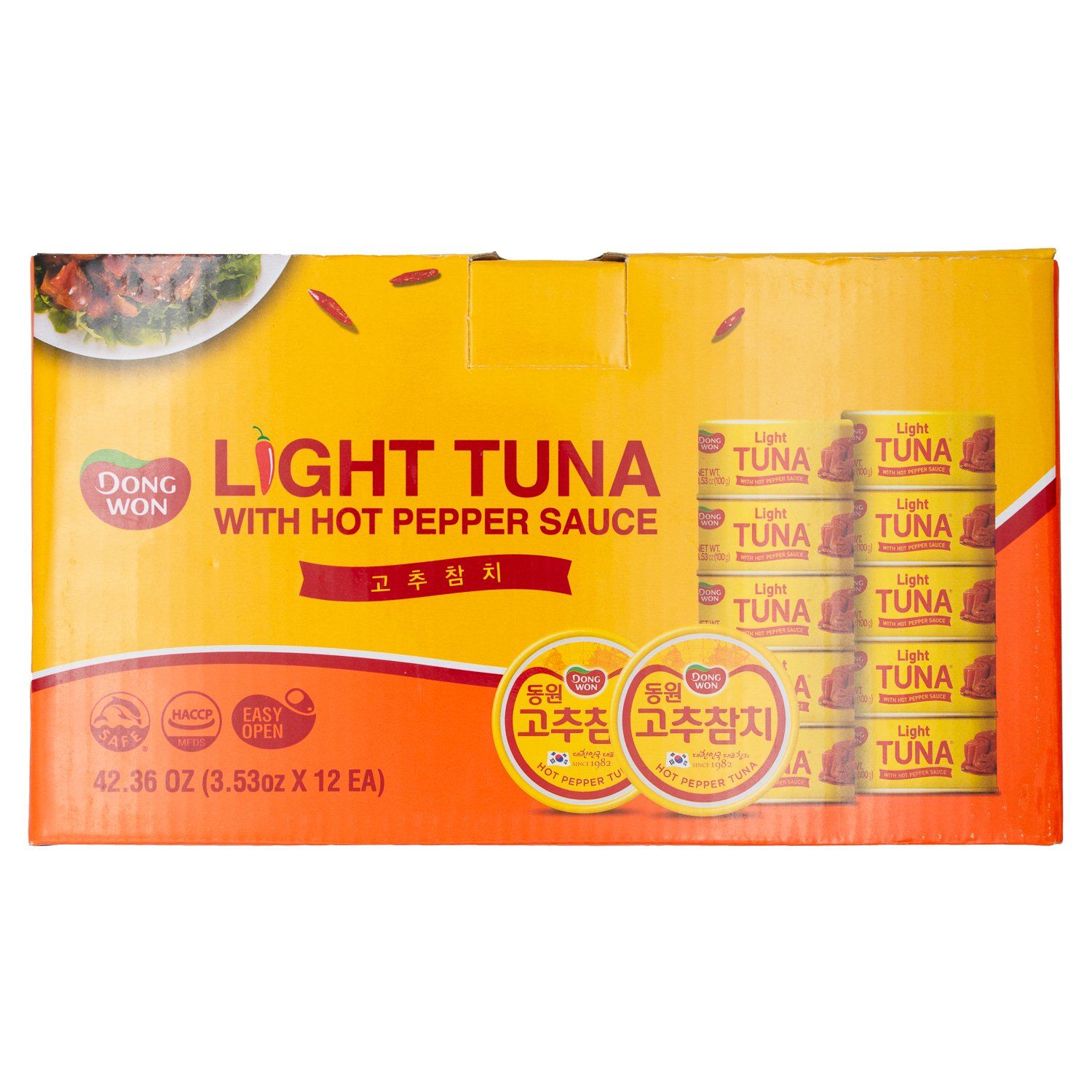 Dongwon Tuna with Hot Pepper Sauce Dongwon Light 3.53 Oz-12 Count 