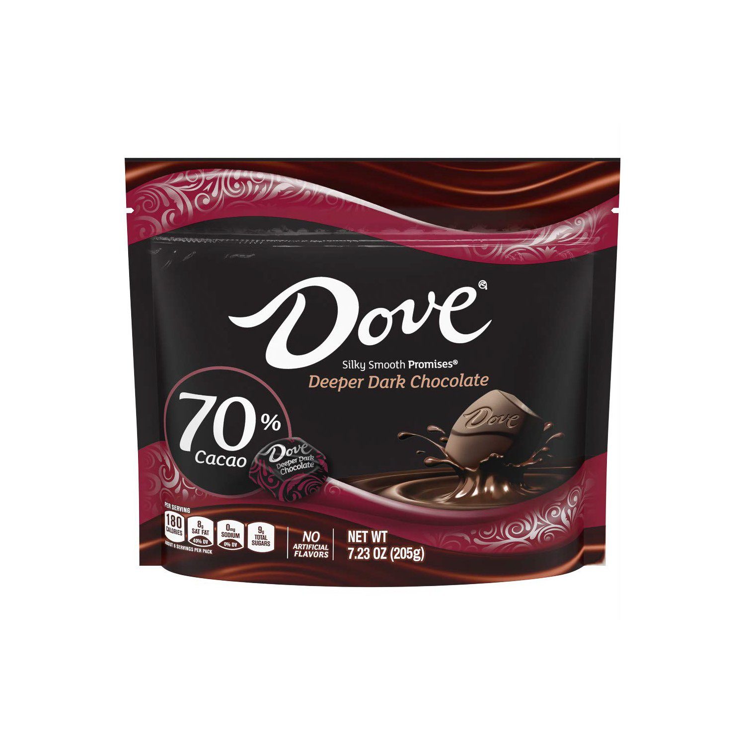DOVE PROMISES Silky Smooth Chocolate Meltable Dove Dark Chocolate 70% 7.23 Ounce 