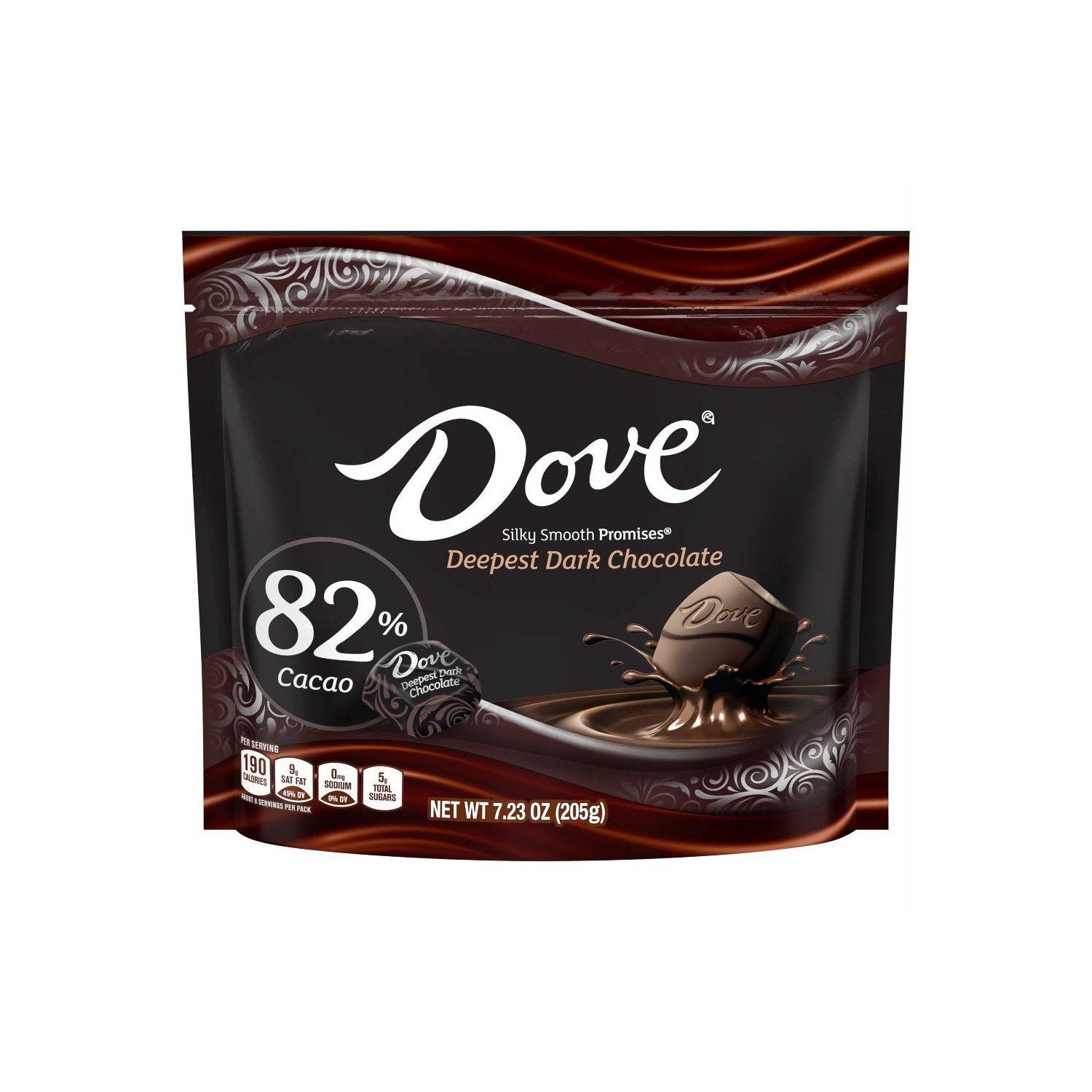 DOVE PROMISES Silky Smooth Chocolate Meltable Dove Dark Chocolate 82% 7.23 Ounce 