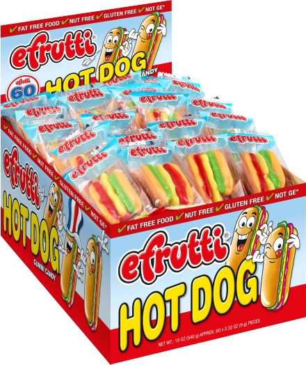 efrutti Gummi Candy eFruity Hot Dog 0.32 Oz-60 Count 
