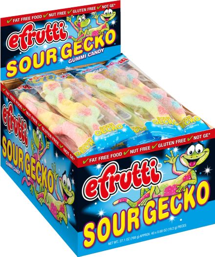 efrutti Gummi Candy eFruity Sour Gecko 0.68 Oz-40 Count 