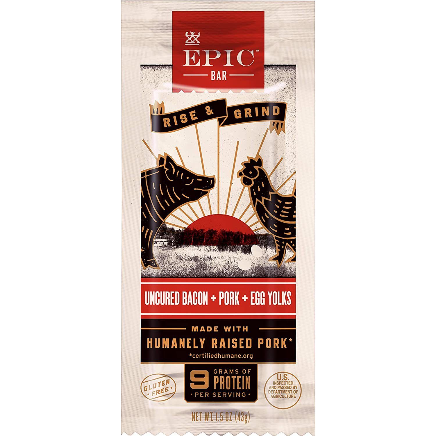 Epic Meat Bars Epic Uncured Bacon Pork + Egg Yolks 1.5 Ounce