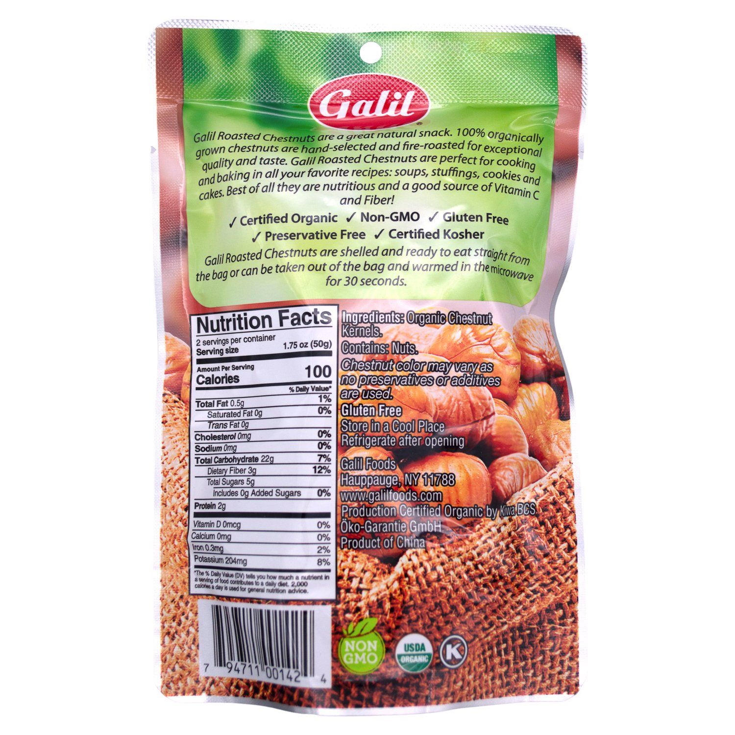 Galil Organic Roasted Chestnuts Galil 