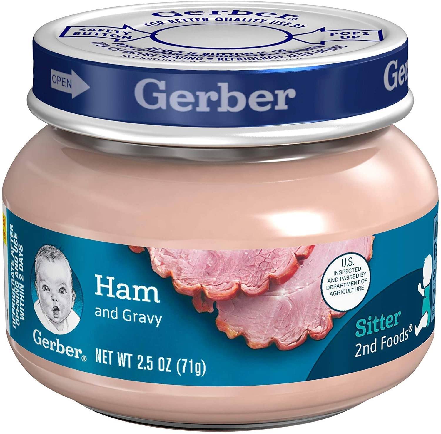 Gerber 2nd Foods Baby Food Gerber Ham and Gravy 2.5 Oz-10 Count 