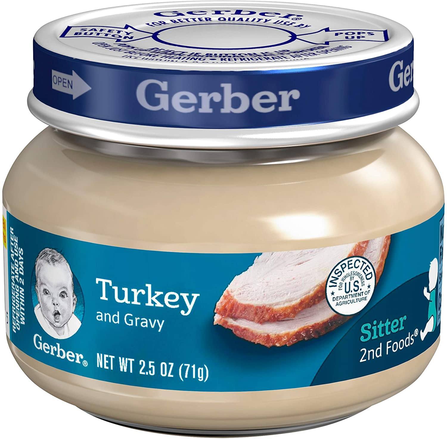 Gerber 2nd Foods Baby Food Gerber Turkey and Gravy 2.5 Oz-10 Count 