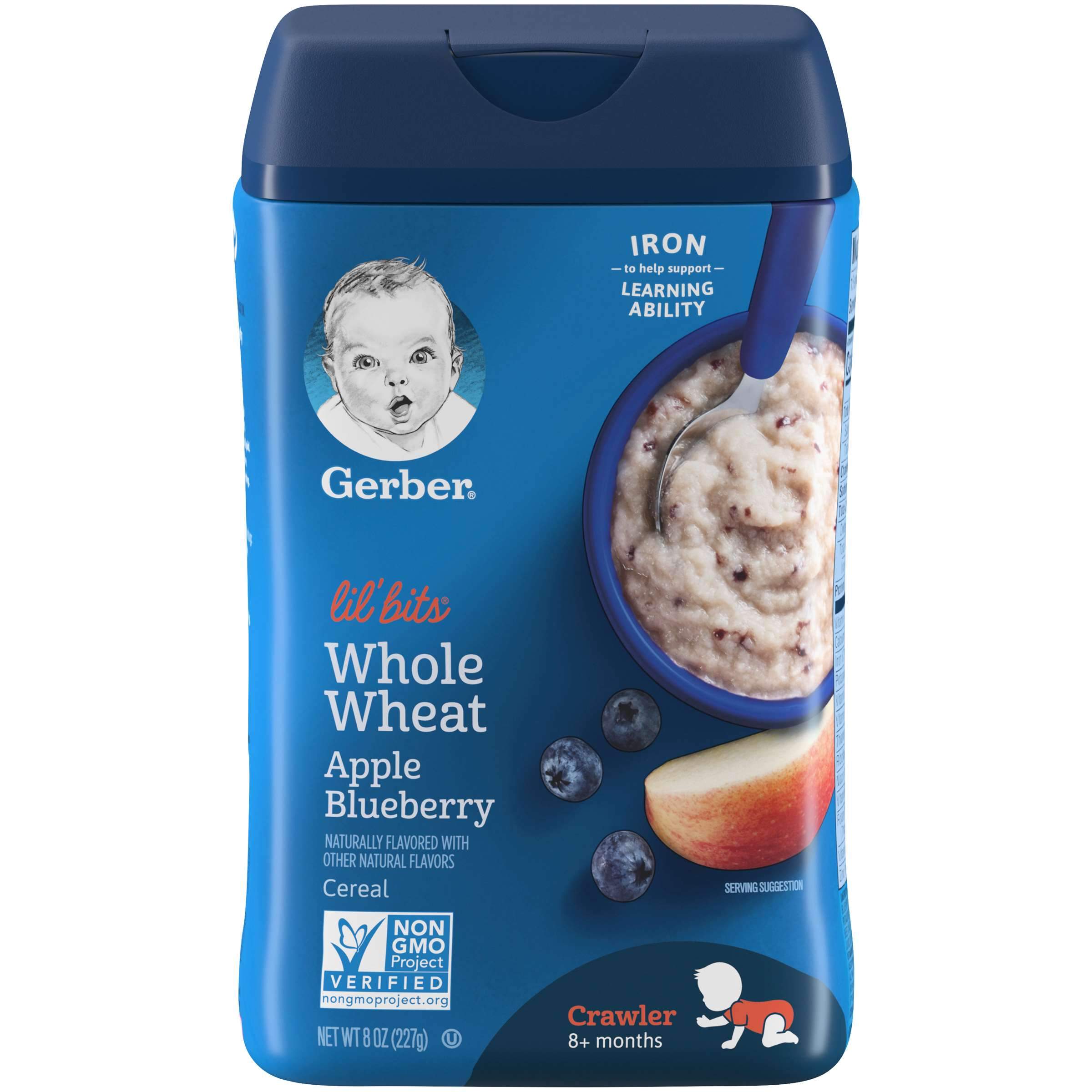 Gerber Crawler & Toddler Cereal Gerber Lil' Bits Whole Wheat Apple Blueberry 8 Ounce 