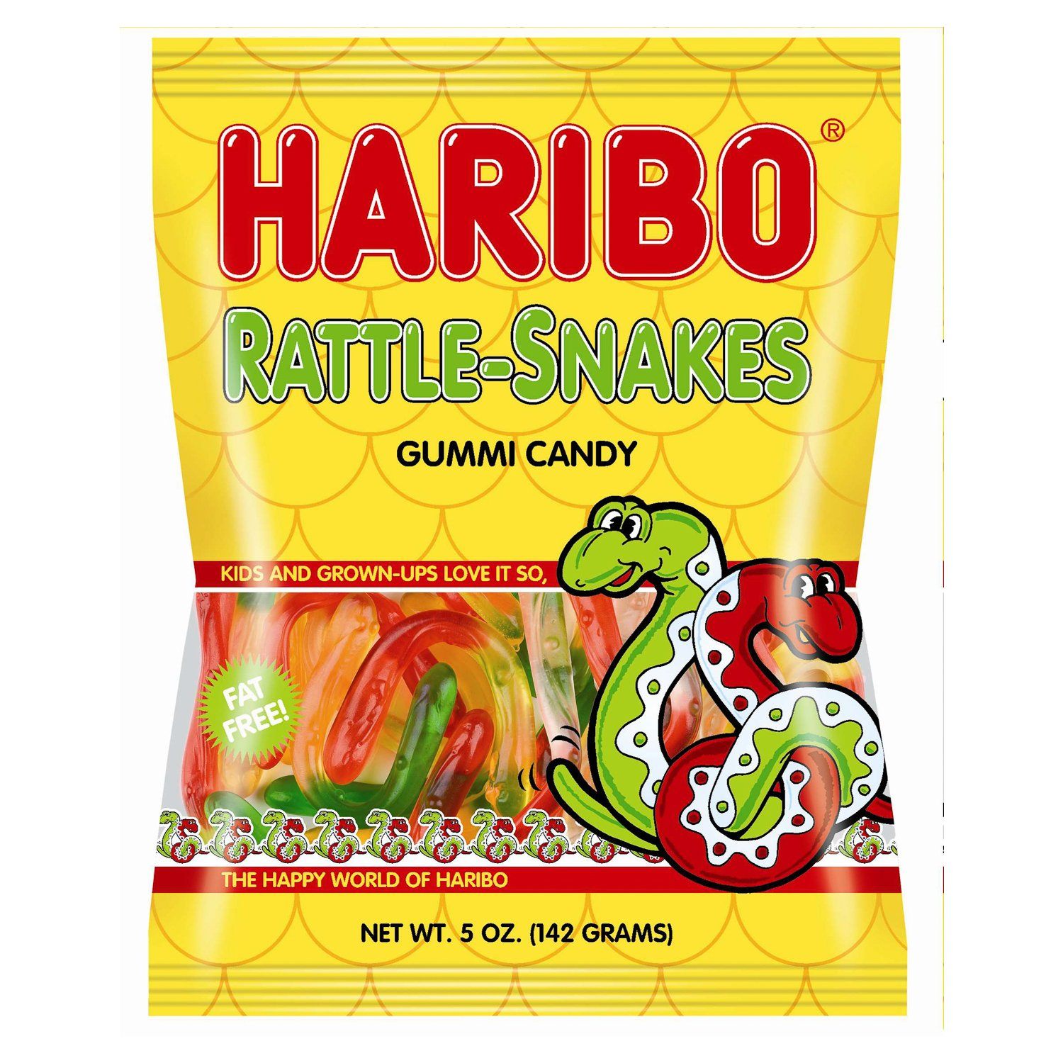 Haribo Gummi Candies Meltable Haribo Rattle-Snakes 5 Ounce 