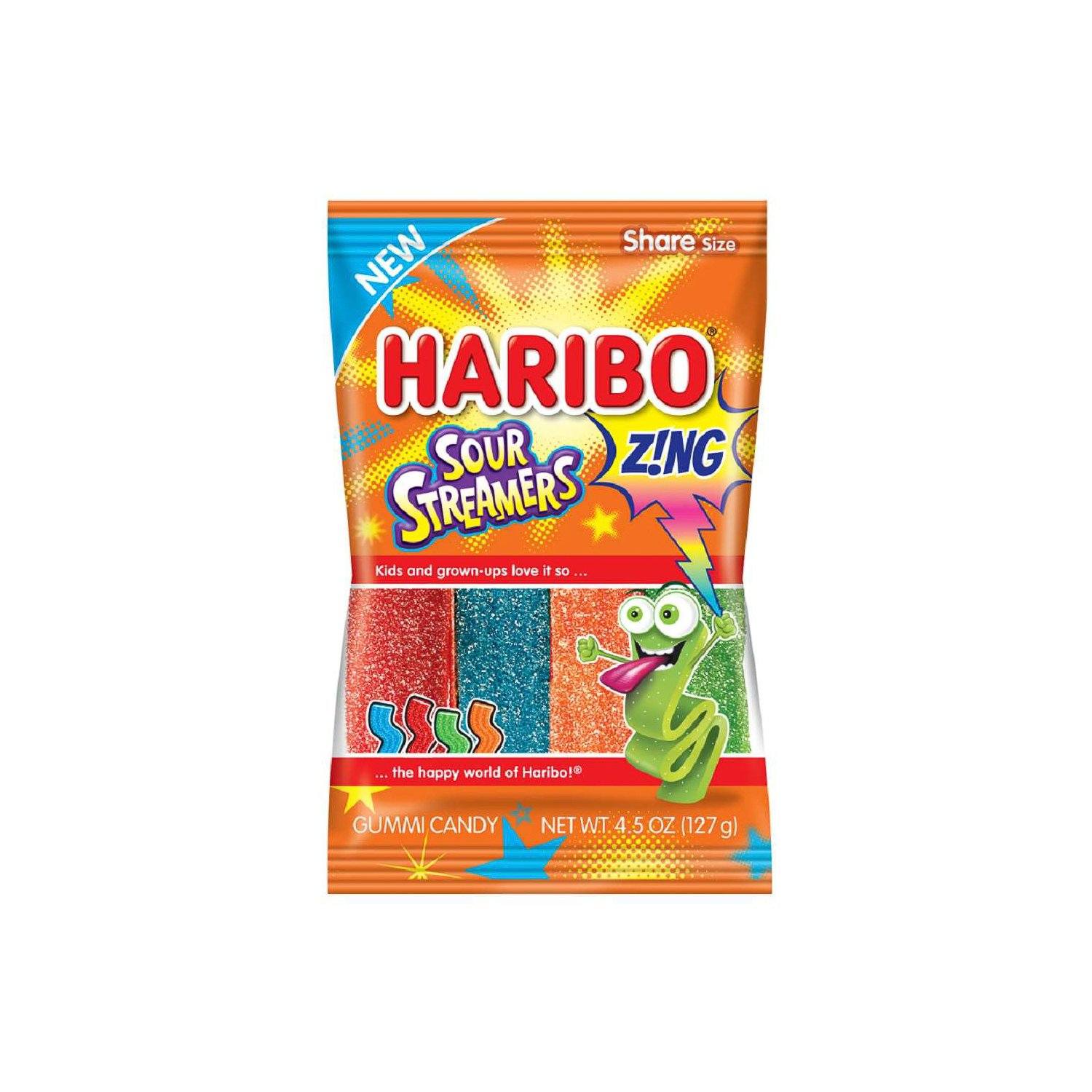 Haribo Gummi Candies Meltable Haribo Sour Streamers 4.5 Ounce 