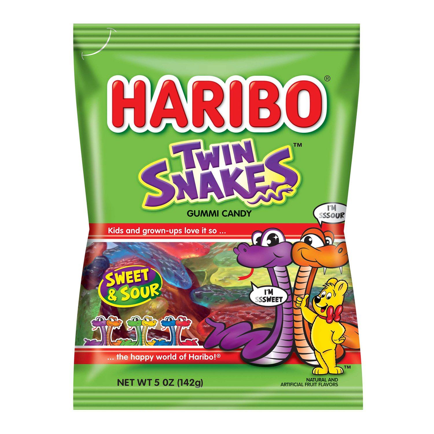 Haribo Gummi Candies Meltable Haribo Twin Snackes 5 Ounce 