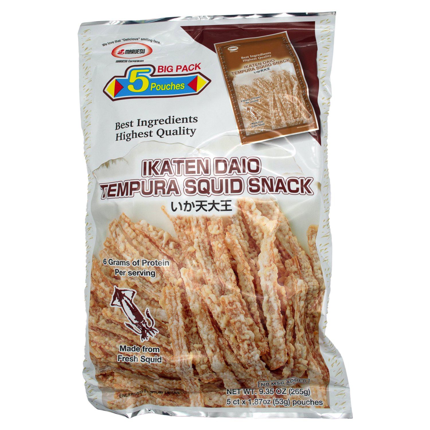 Ikaten Daio Tempura Squid Snack Maruesu 1.87 Oz-5 Count 