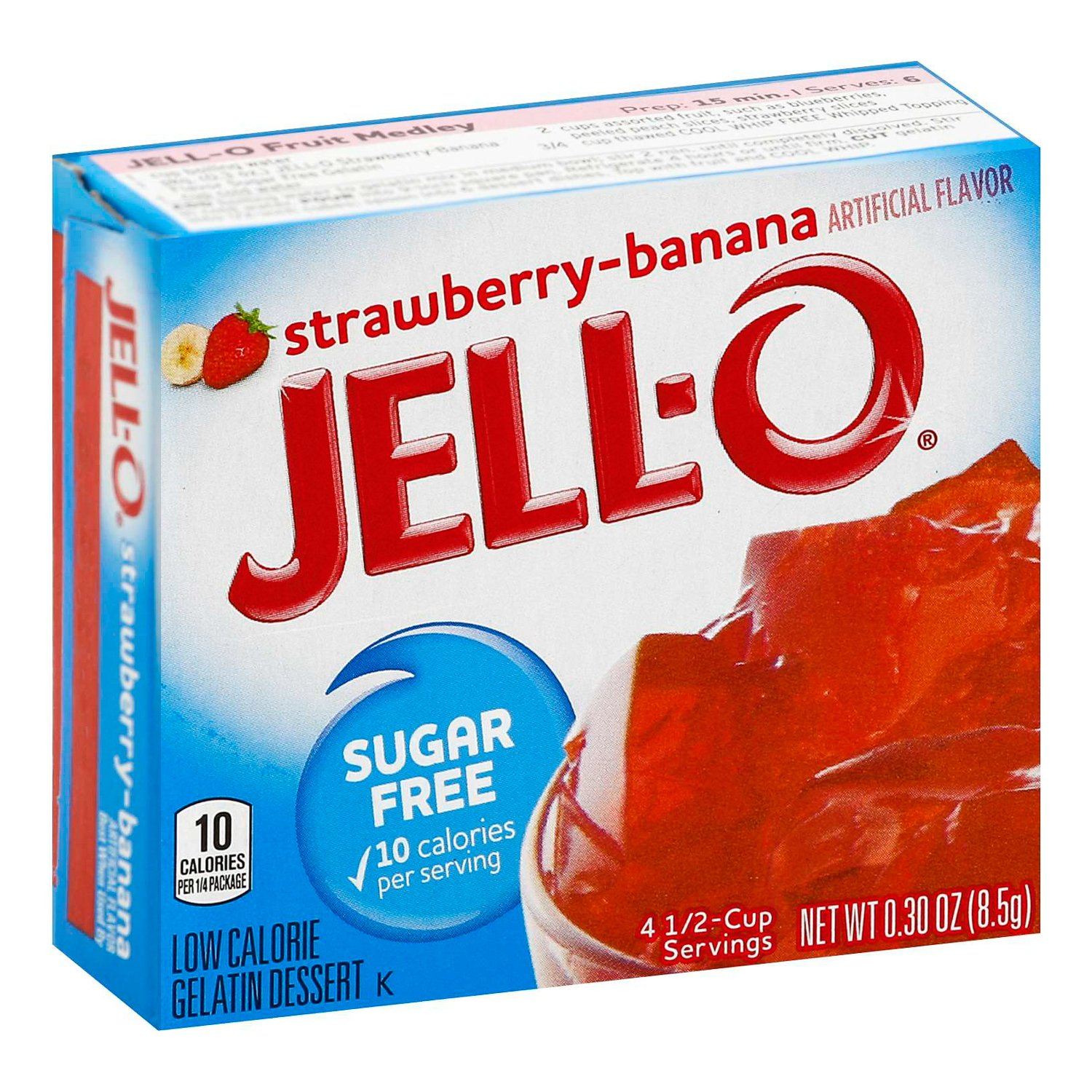 Jell-O Gelatin Mix Sugar Free Jell-O Sugar Free Strawberry-Banana 0.3 Ounce 