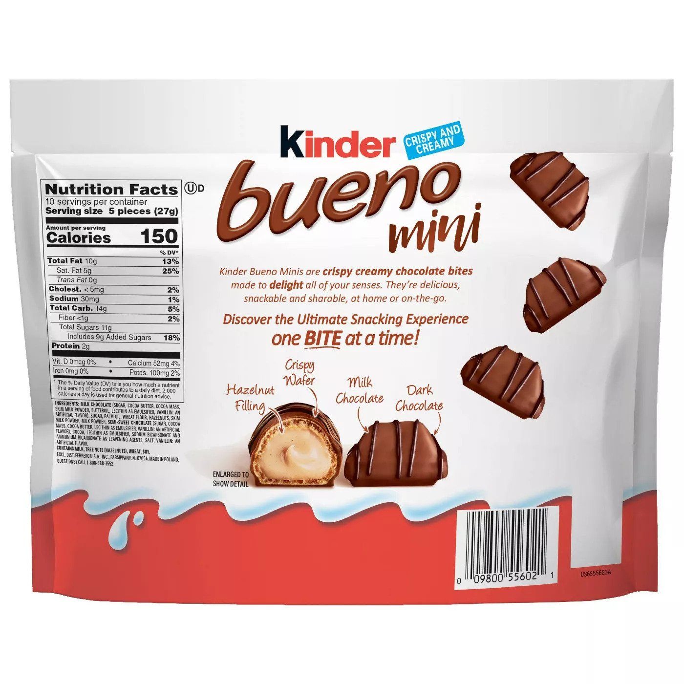 Kinder Bueno Crispy Creamy Chocolate Bar, 2 count, 1.5 oz