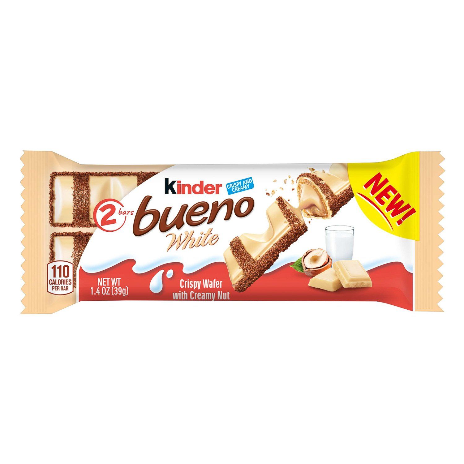 Kinder Bueno Crispy Creamy Chocolate Meltable Kinder White 1.4 Ounce 