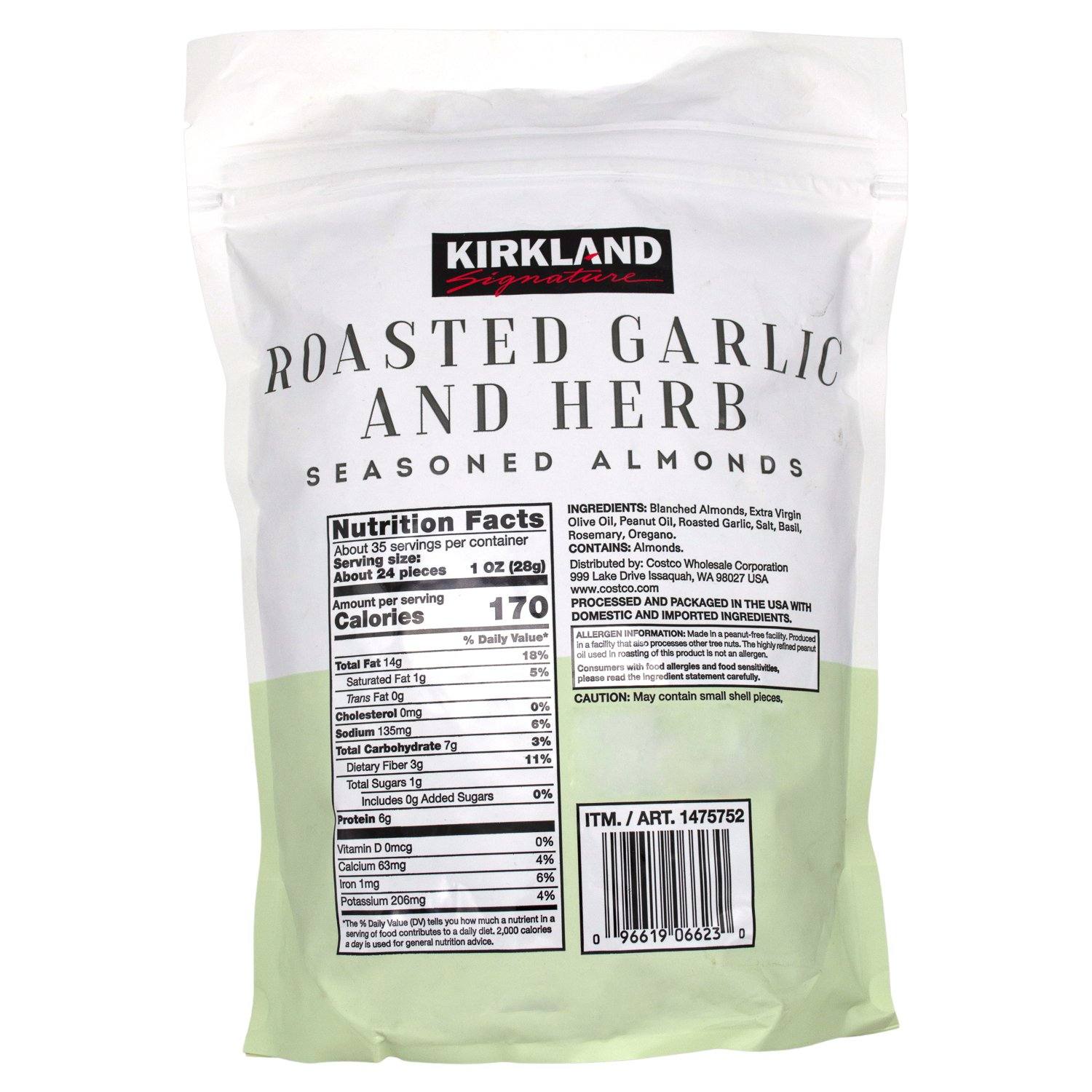 Kirkland Signature Roasted Garlic and Herb Seasoned Almonds Kirkland Signature 