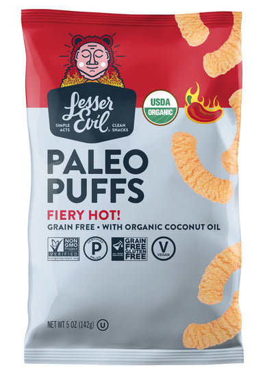 LesserEvil Organic Paleo Puff LesserEvil Fiery Hot 5 Ounce 