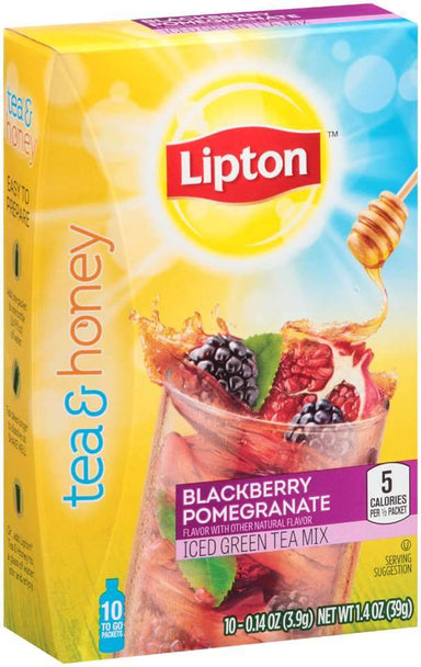 Lipton Iced Green Tea Mix To-Go Packets Lipton Blackberry Pomegranate 0.14 Oz-10 Count 