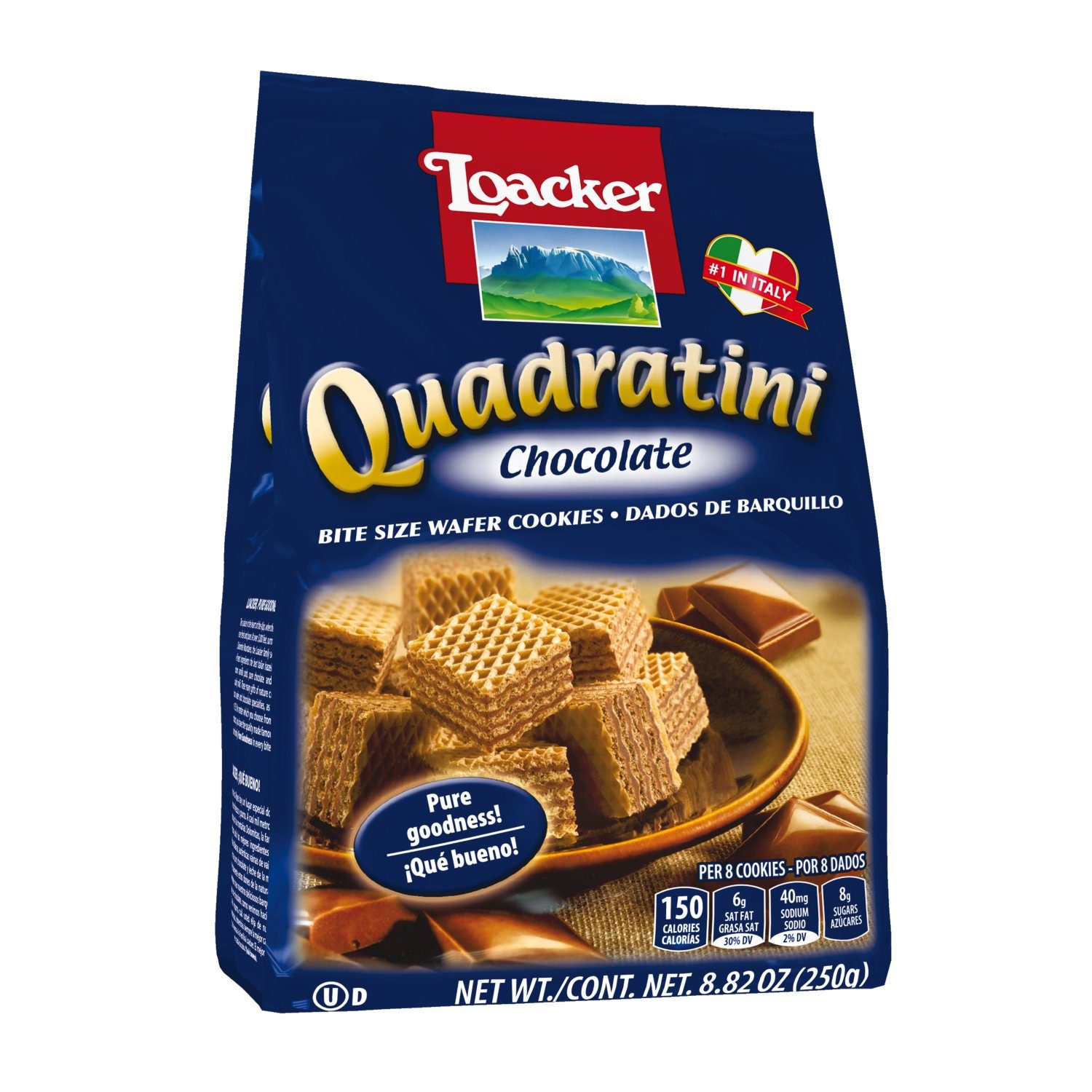 Loacker Quadratini Bite-Size Wafer Loacker Chocolate 8.82 Ounce 