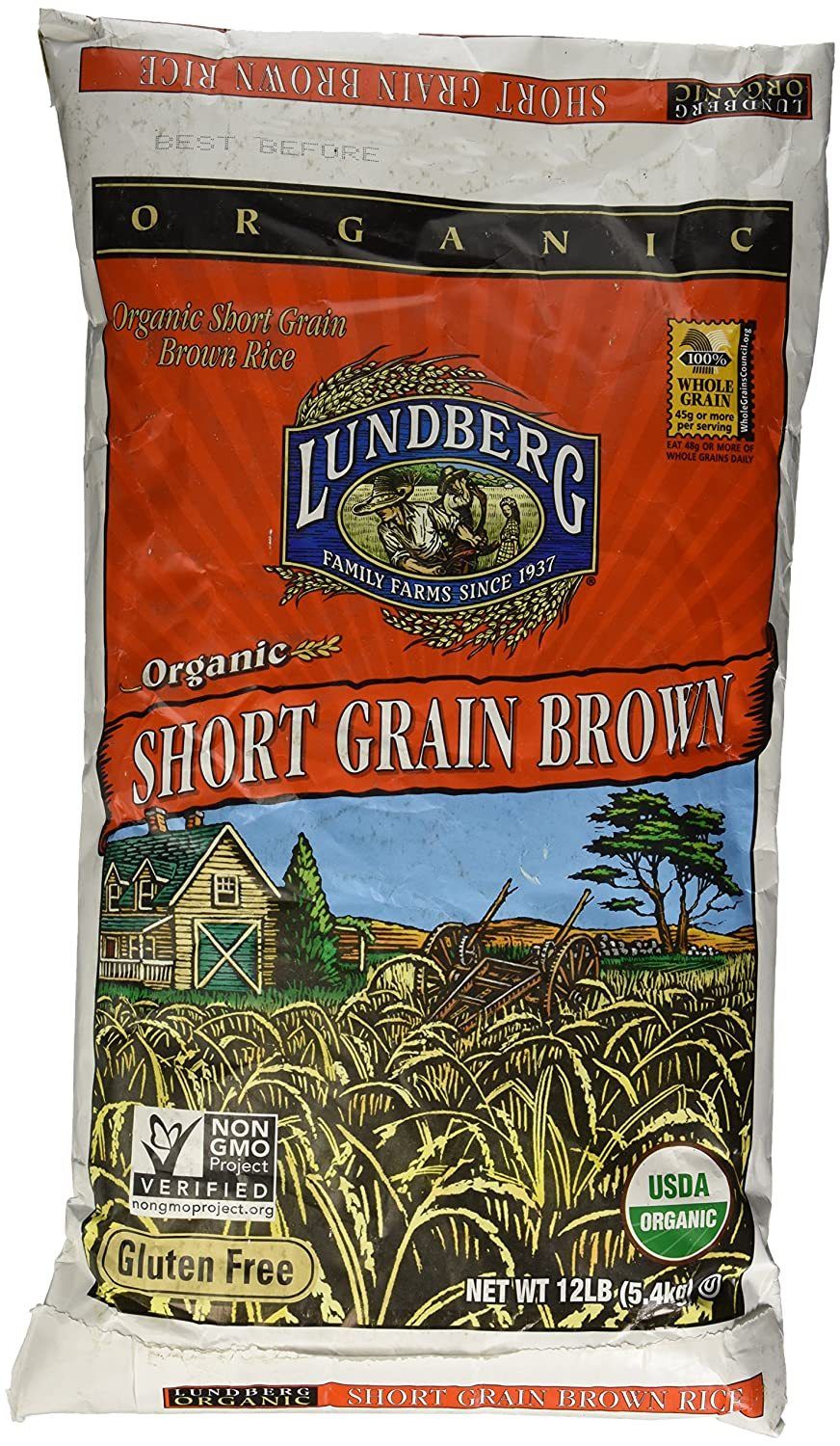 Lundberg Rice Lundberg Organic Brown Short Grain Rice 12 Pound 
