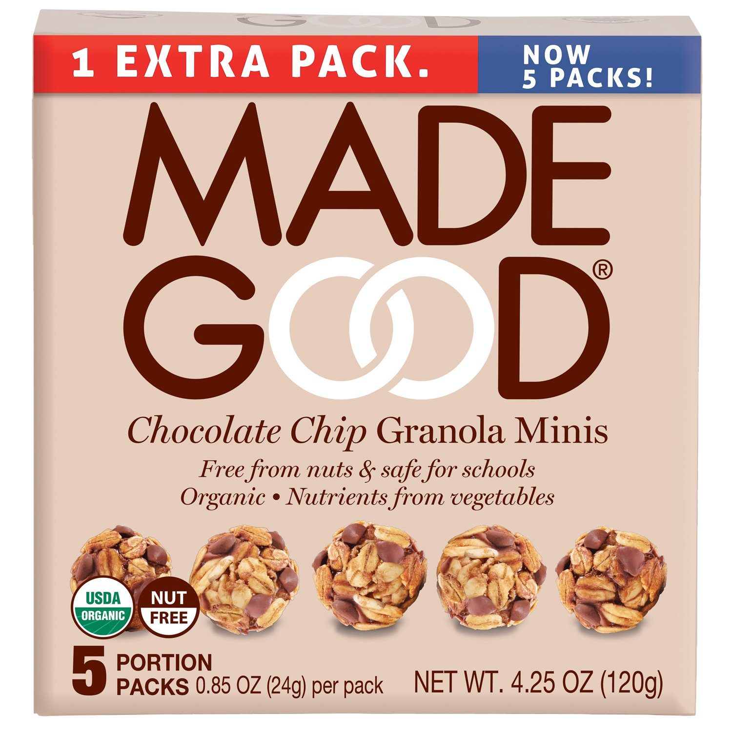 Made Good Granola Minis Made Good Foods Chocolate Chip 0.85 Oz-5 Packs 
