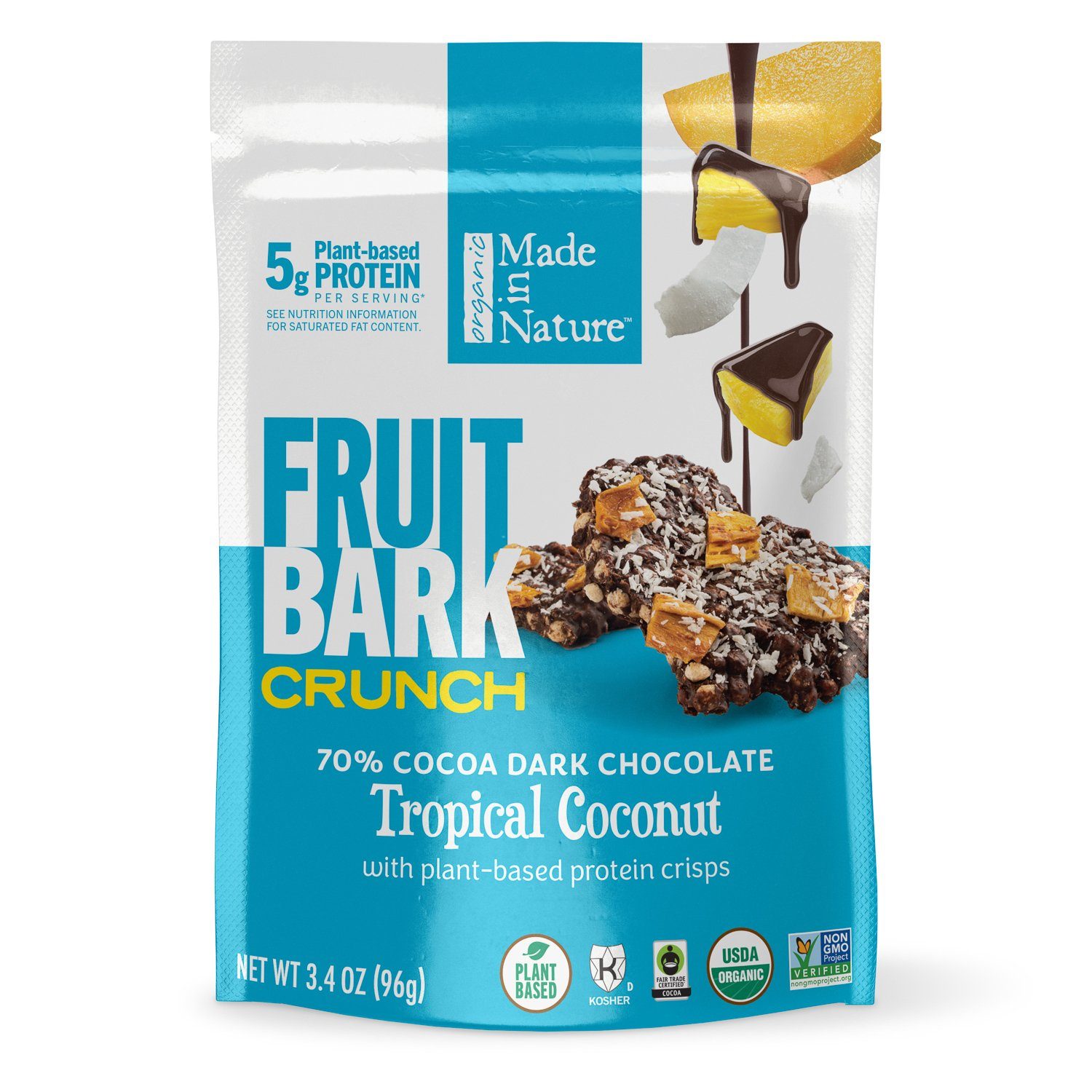 Made in Nature Fruit Bark Meltable Made in Nature Tropical Coconut 3.4 Ounce 