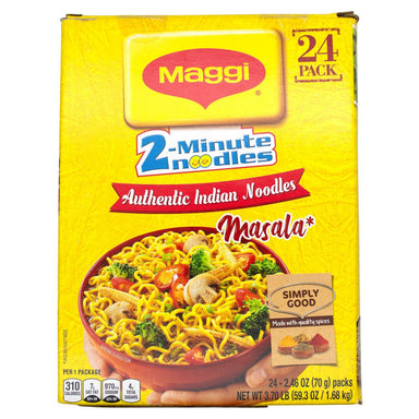 Maggi 2-Minute Authentic Indian Noodles Maggi Masala 2.46 Oz-24 Count 