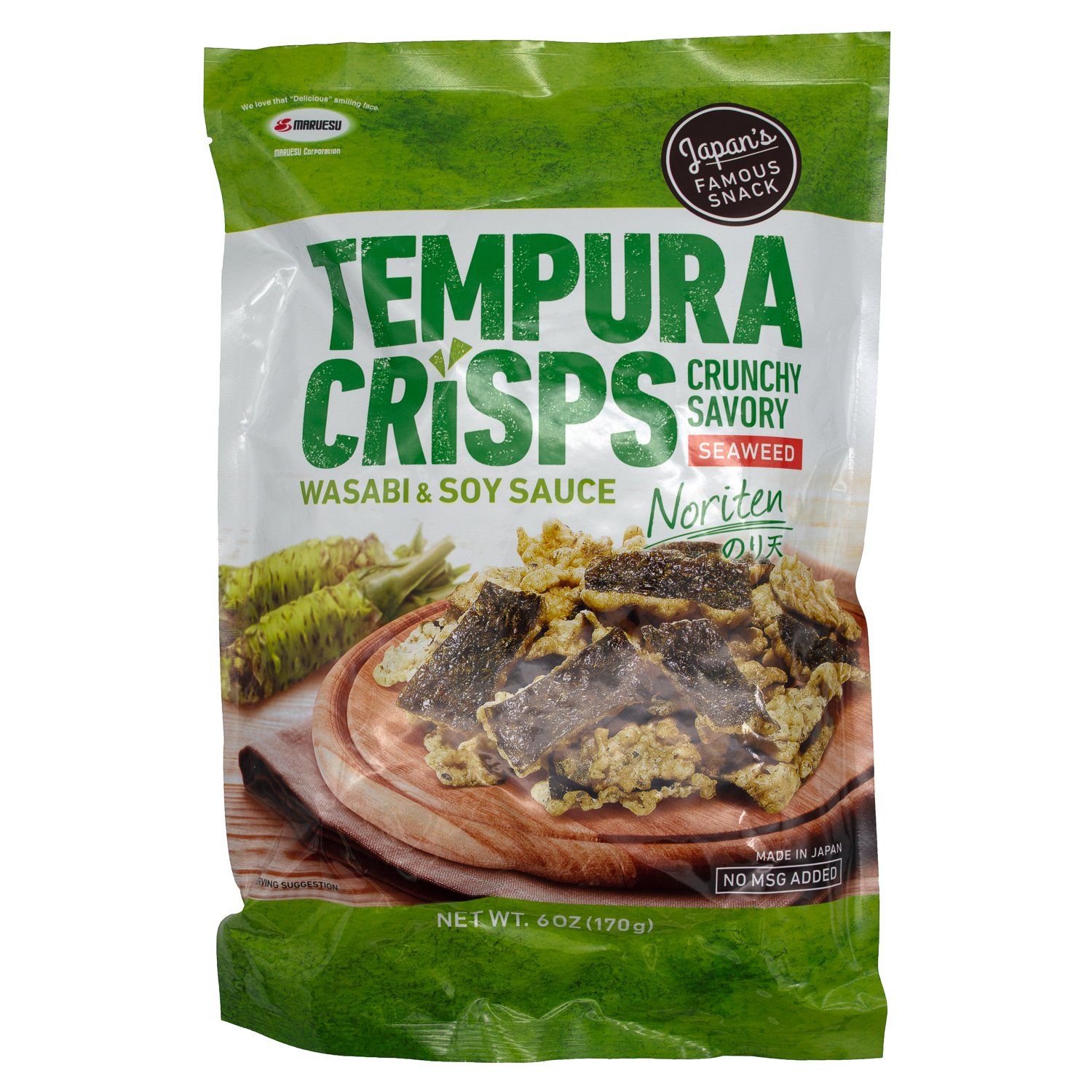 Maruesu Tempura Seaweed Crisps Maruesu Wasabi & Soy Sauce 6 Ounce 