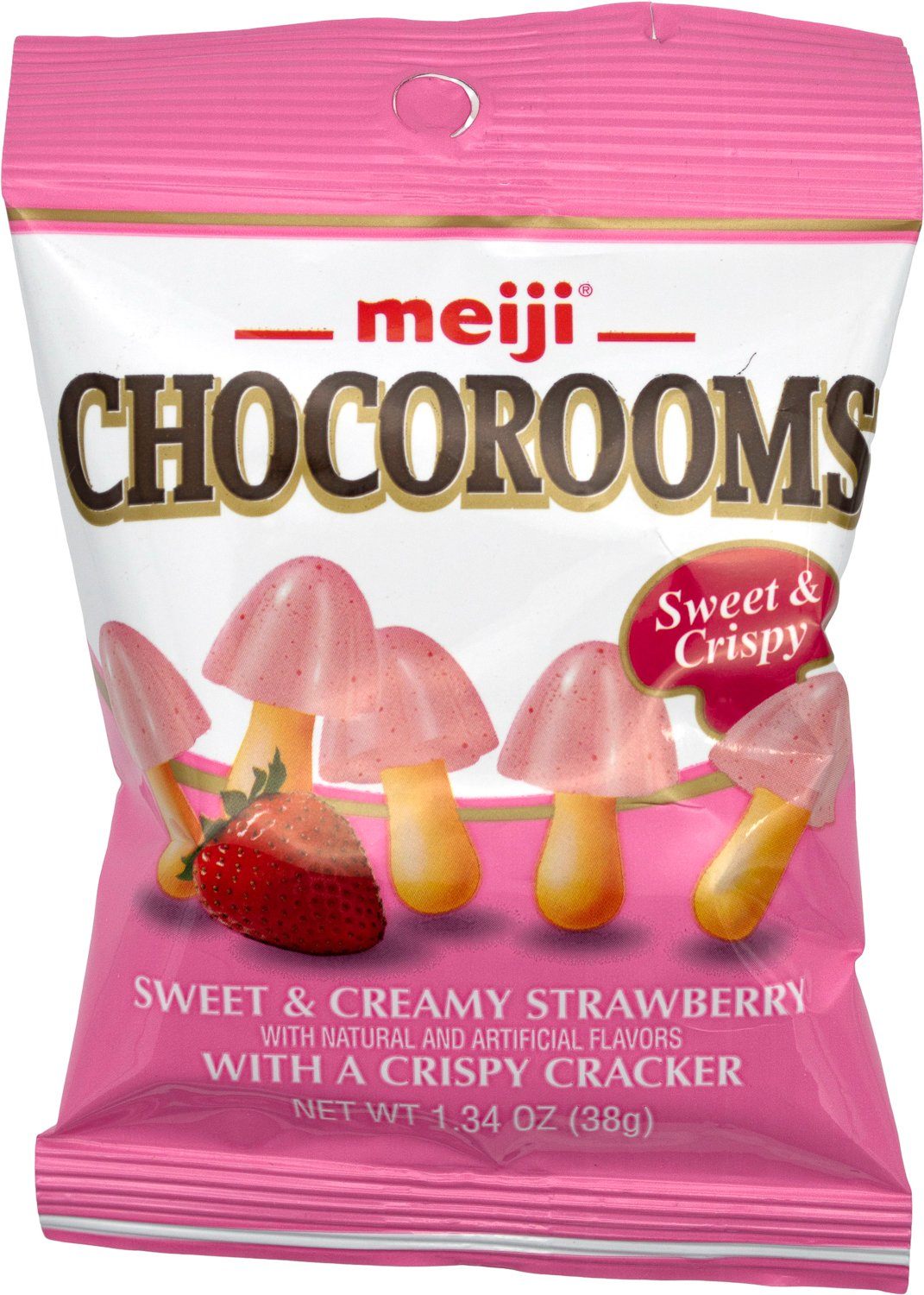 Meiji Chocorooms Crispy Cracker Meiji Sweet and Creamy Strawberry 1.34 Ounce 