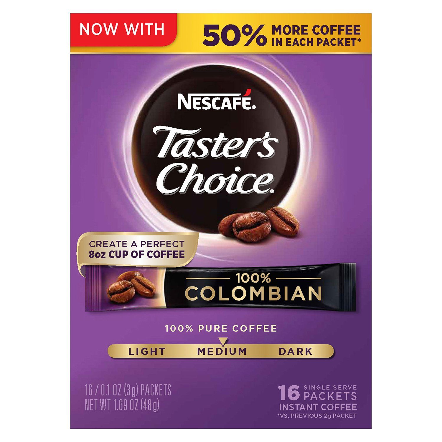 NESCAFÉ Taster's Choice Instant Coffee NESCAFÉ Colombian 0.1 Oz-16 Count 
