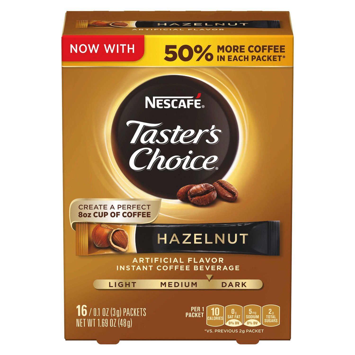 NESCAFÉ Taster's Choice Instant Coffee NESCAFÉ Hazelnut 0.1 Oz-16 Count 