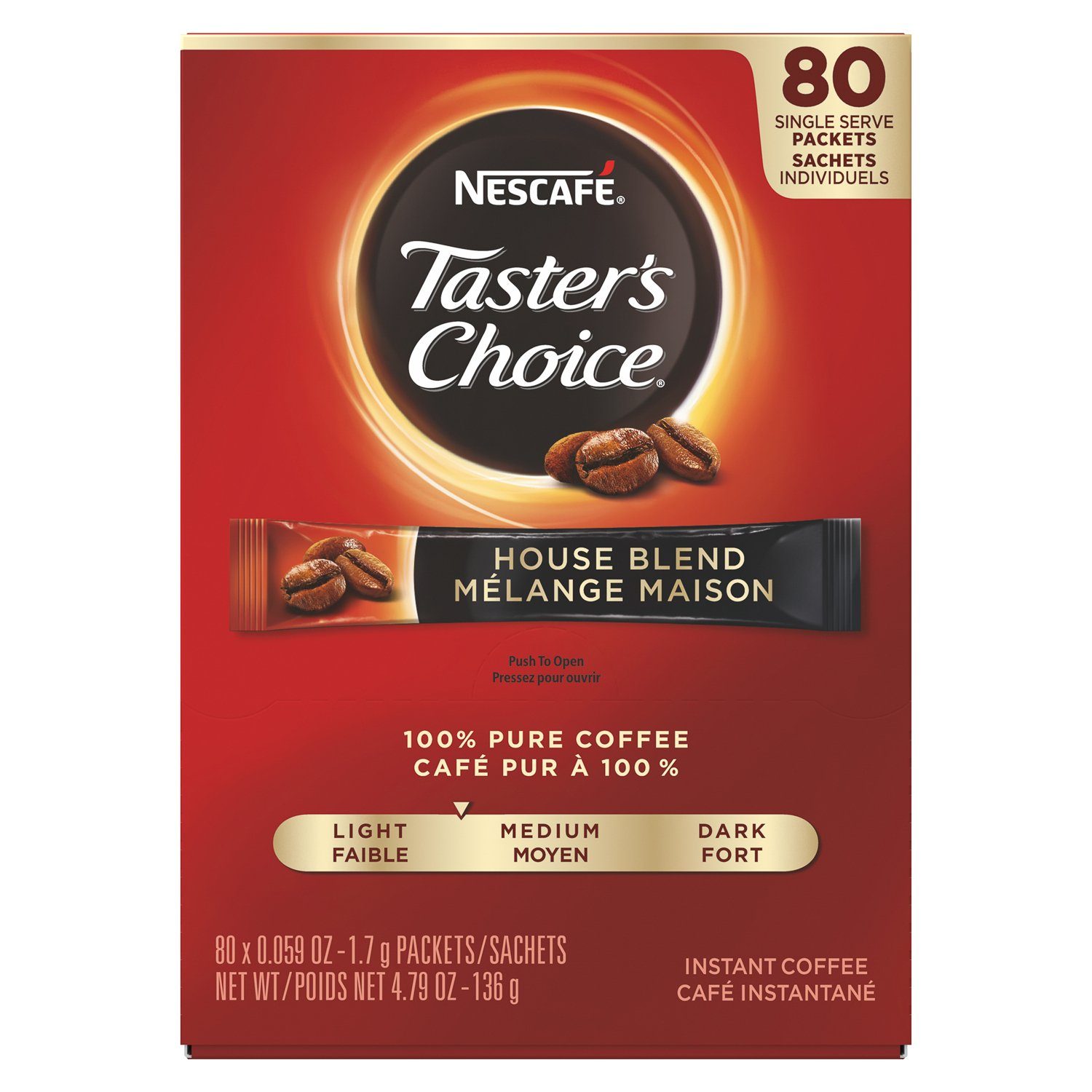 NESCAFÉ Taster's Choice Instant Coffee NESCAFÉ House Blend 0.059 Oz-80 Count 
