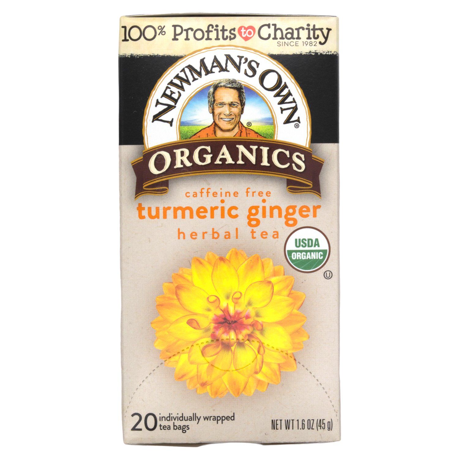 Newman's Own Organic Tea Snackathon Foods Turmeric Ginger 20 Count 