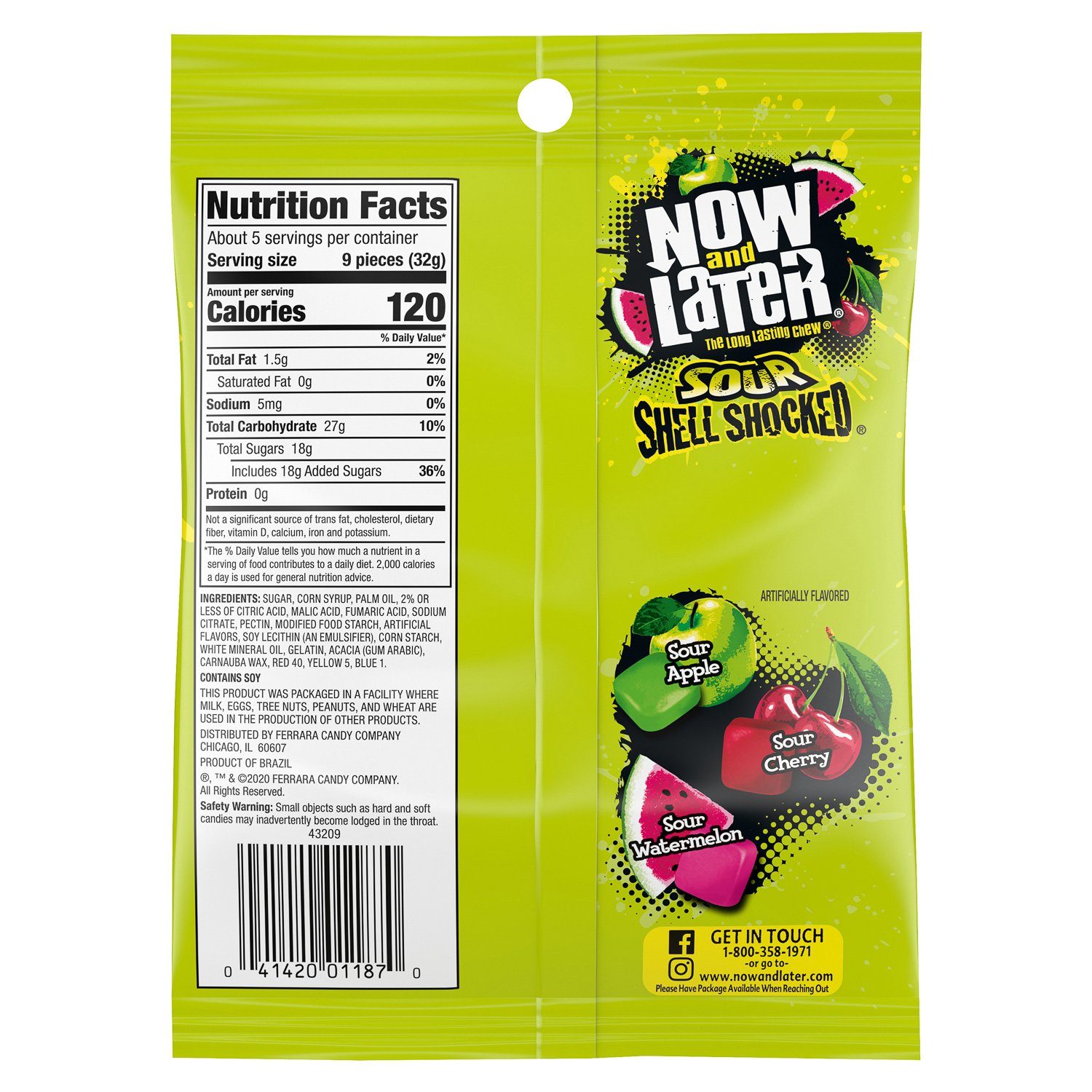 Now & Later Shell Shocked Fruit Chewy Bites Candy Now & Later 