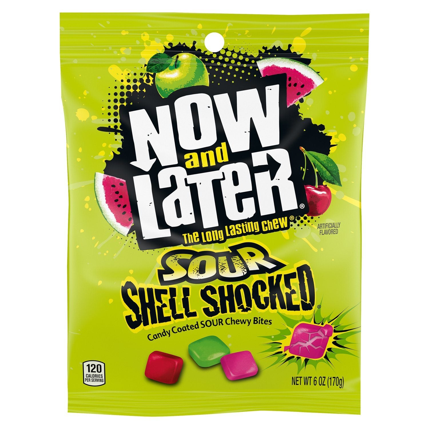 Now & Later Shell Shocked Fruit Chewy Bites Candy Now & Later Sour 6 Ounce 