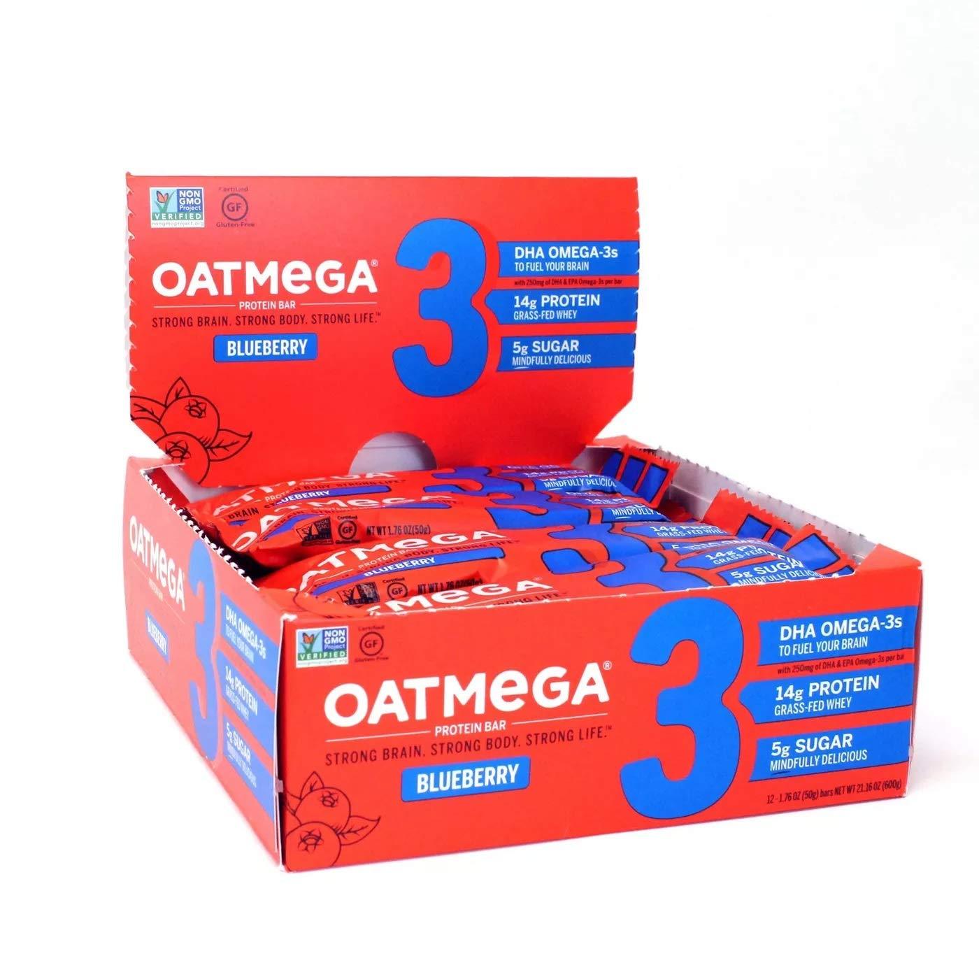 Oatmega Grass-fed Whey Protein Bars Oatmega Blueberry 1.76 Oz-12 Count 