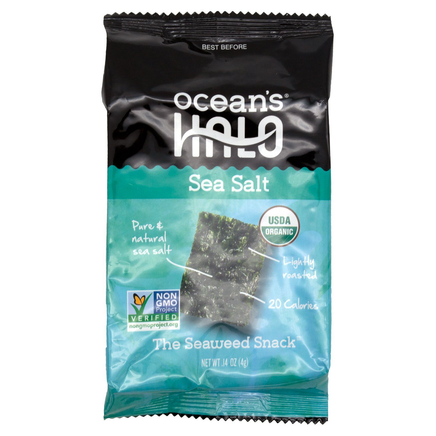 Ocean's Halo Organic Seaweed Snack Ocean's Halo Sea Salt 0.14 Ounce 