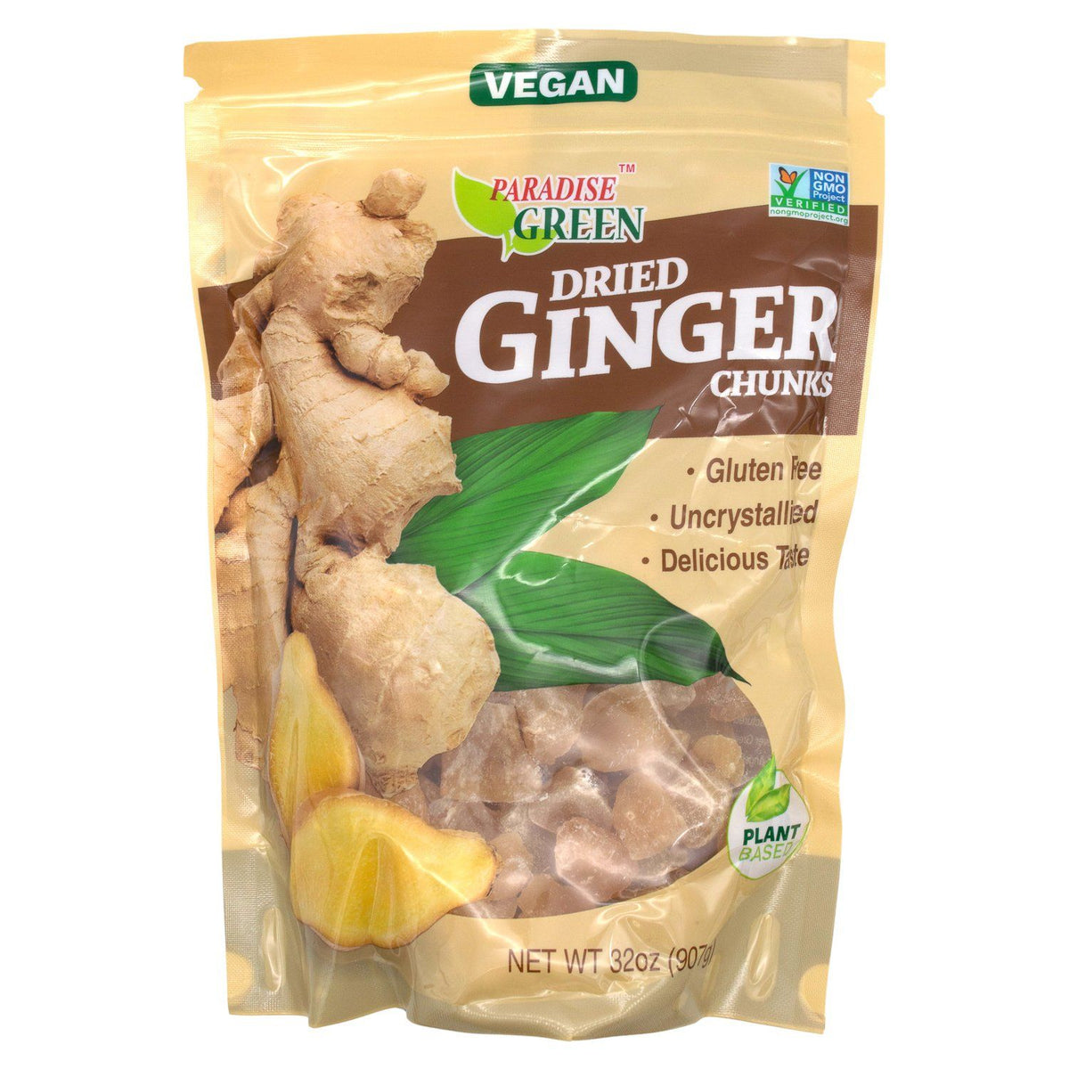 Paradise Green Dried Ginger Chunks — Snackathon Foods